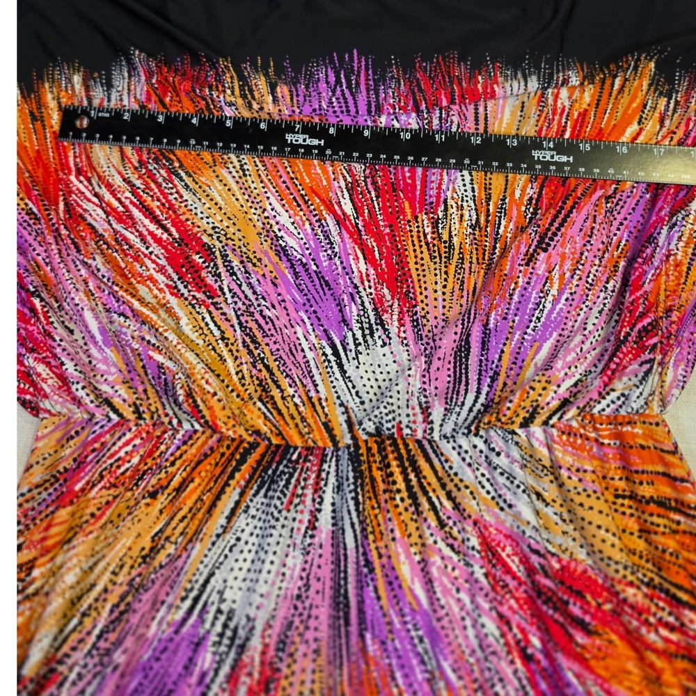New York & Company Abstract Sunburst Print Maxi Dress Black Orange Purple Large - Picture 3 of 5
